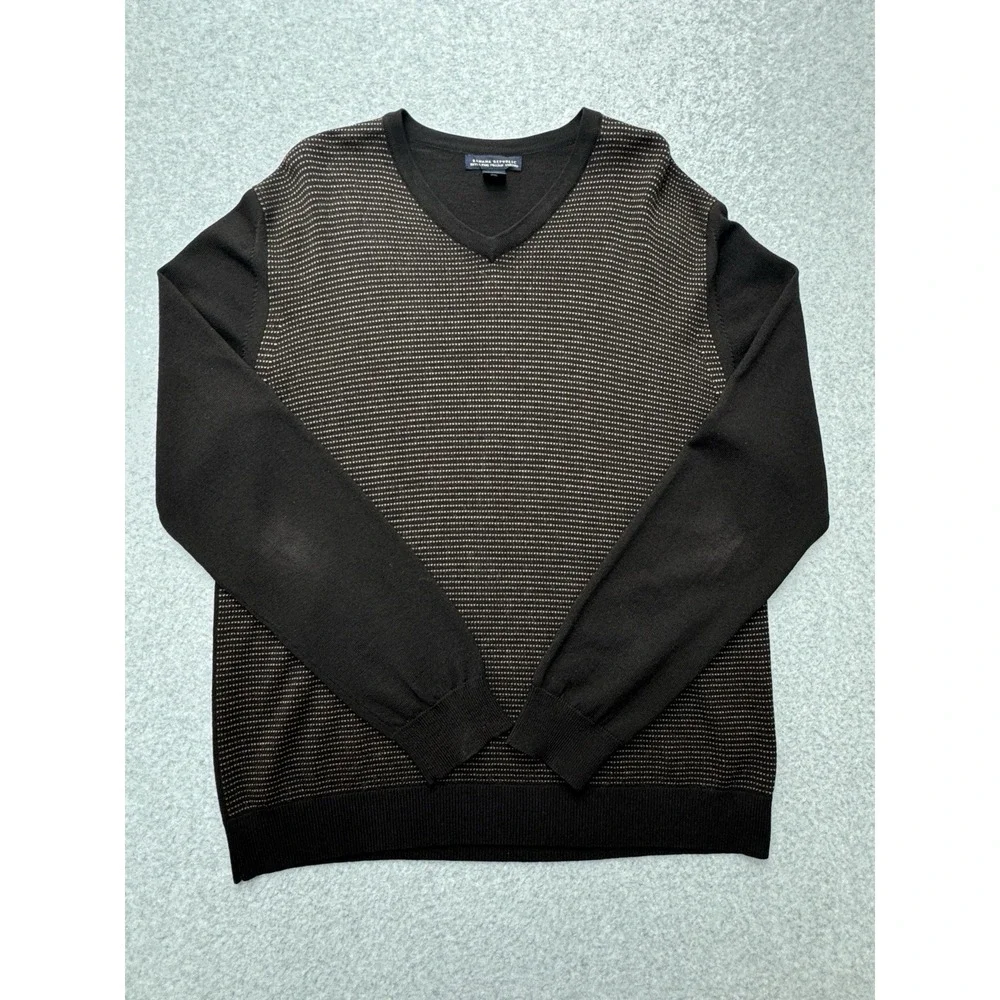 Banana Republic Sweater‎ Mens Large Black Brown Merino Wool Micro Dot Faded Vtg